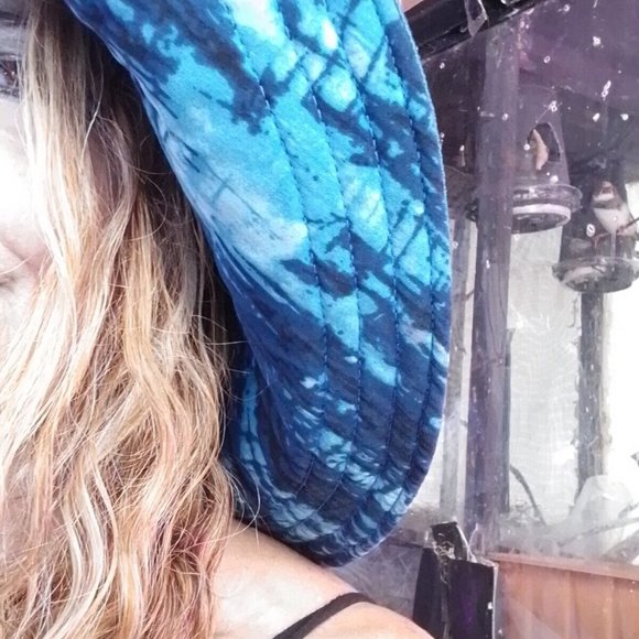 Blues Roses One Of A Kind Silk Washable Hat Large Rim That Stays Up K - Picture 2 of 16